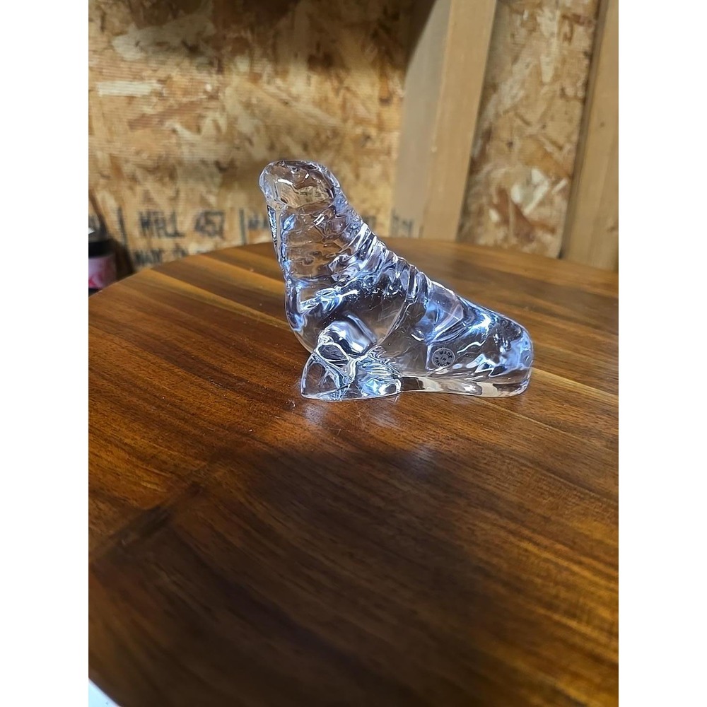 Vintage French Crystal Seal Sea Lion Figurine Clear Glass Made in France